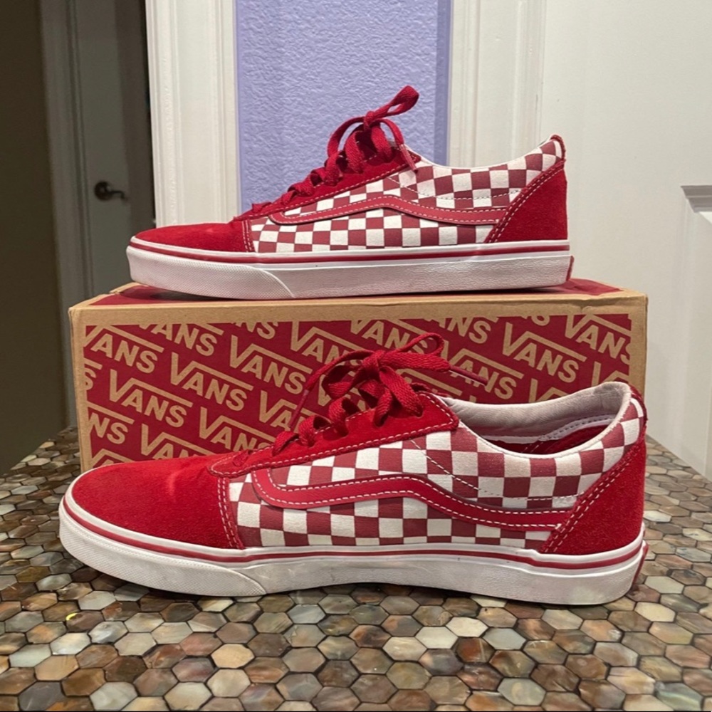 Red checkered Vans